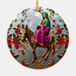 CHRISTMAS ~ Mary på åsnan ~ Julgransprydnad Keramik