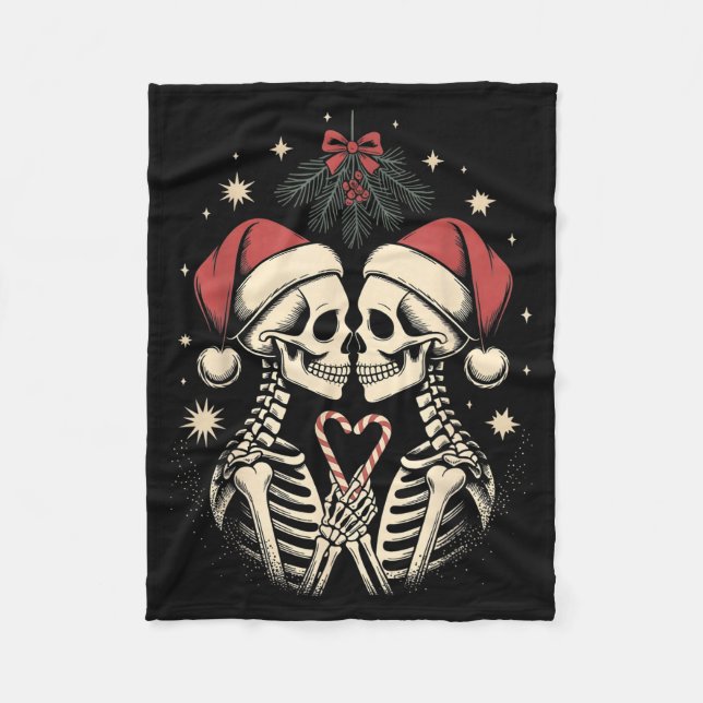 Christmas Matching Gothic Couple Dark Humor Skelet Fleecefilt (Framsidan)