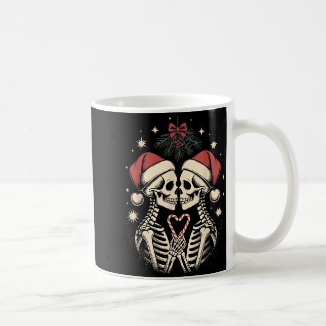 Christmas Matching Gothic Couple Dark Humor Skelet Kaffemugg (Höger)