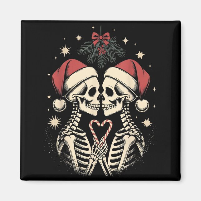 Christmas Matching Gothic Couple Dark Humor Skelet Magnet (Framsidan)