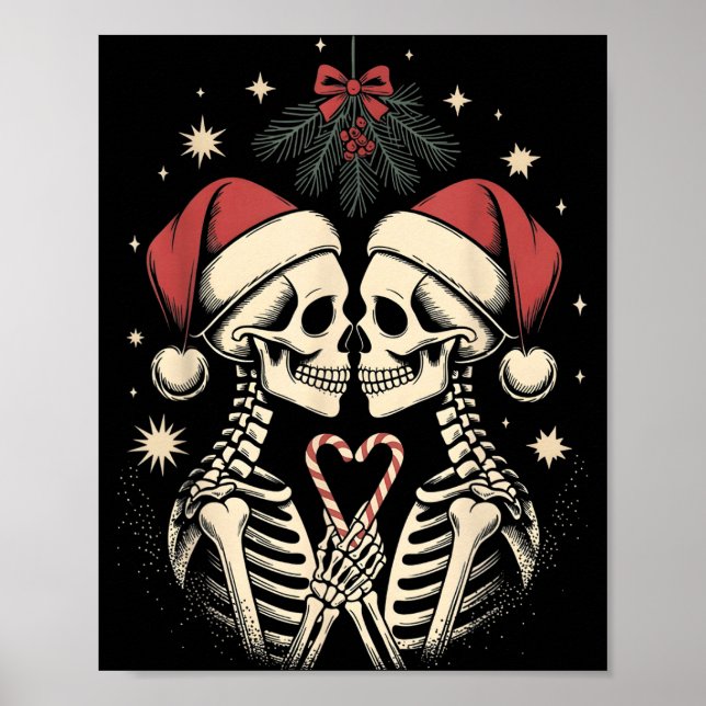 Christmas Matching Gothic Couple Dark Humor Skelet Poster (Framsidan)