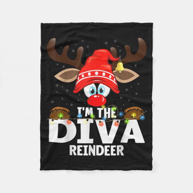 Christmas Matching I'm The Diva Reindeer  Fleecefilt (Framsidan)