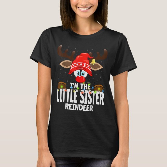 Christmas Matching I'm The Little Sister Reindeer  T Shirt (Framsida)