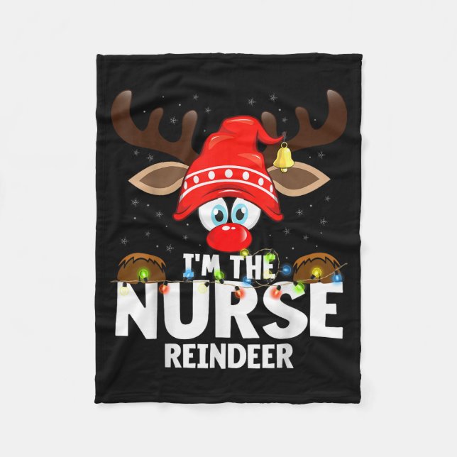Christmas Matching I'm The Nurse Reindeer  Fleecefilt (Framsidan)