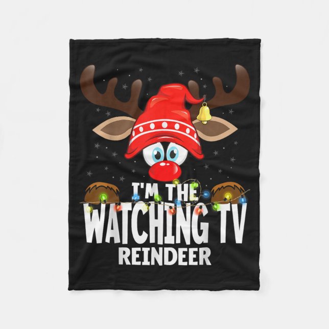 Christmas Matching I'm The Watching Tv Reindeer  Fleecefilt (Framsidan)