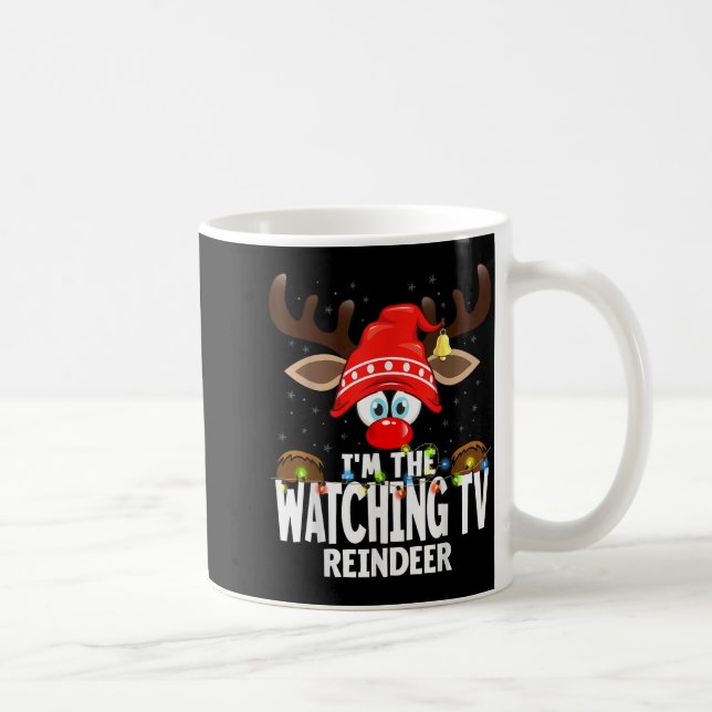 Christmas Matching I'm The Watching Tv Reindeer  Kaffemugg (Höger)