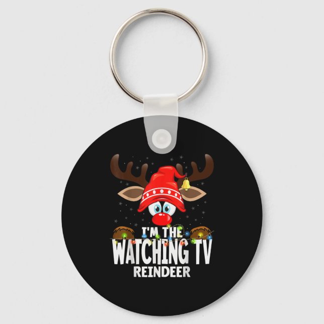 Christmas Matching I'm The Watching Tv Reindeer  Nyckelring (Framsida)