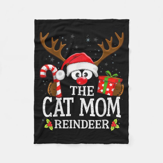 Christmas Matching The Cat Mom Reindeer Family  Fleecefilt (Framsidan)