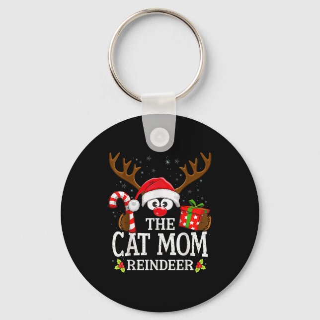 Christmas Matching The Cat Mom Reindeer Family  Nyckelring (Framsida)