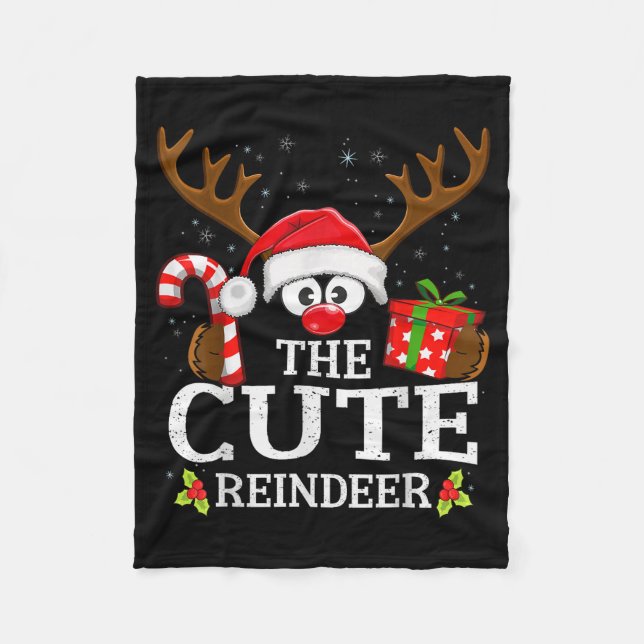 Christmas Matching The Cute Reindeer Family  Fleecefilt (Framsidan)