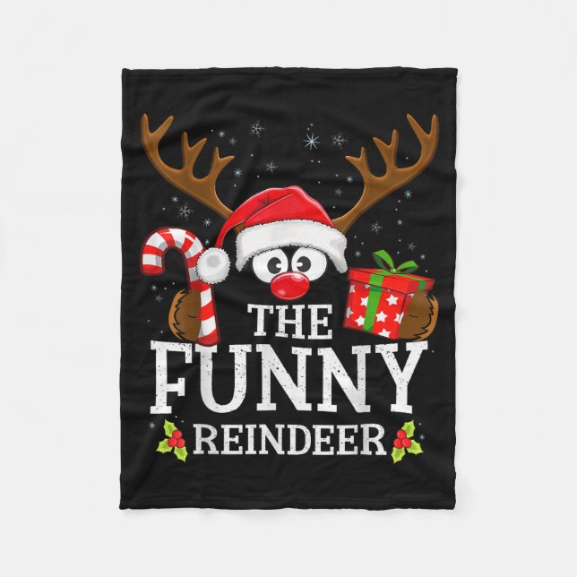 Christmas Matching The Funny Reindeer Family  Fleecefilt (Framsidan)
