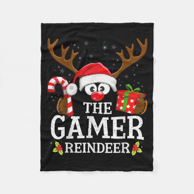 Christmas Matching The Gamer Reindeer Family  Fleecefilt (Framsidan)