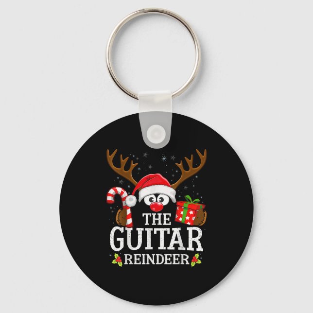 Christmas Matching The Guitar Reindeer Family  Nyckelring (Framsida)