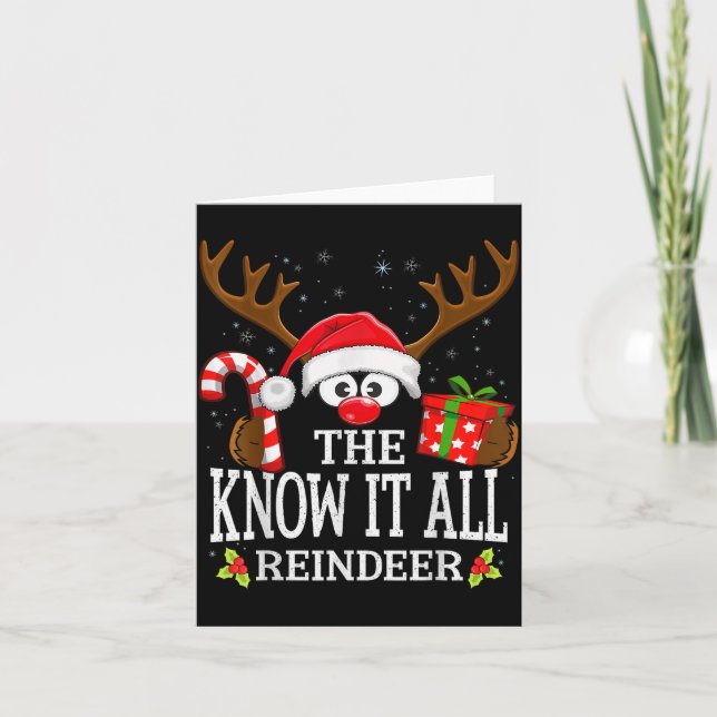 Christmas Matching The Know It All Reindeer Family Kort (Framsida)