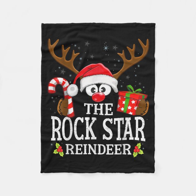 Christmas Matching The Rock Star Reindeer Family  Fleecefilt (Framsidan)