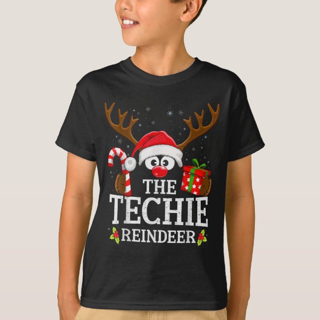 Christmas Matching The Techie Reindeer Family  T Shirt (Framsida)