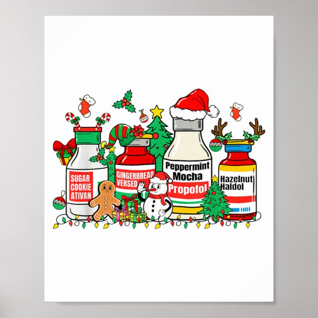 Christmas Medication Bottles Funny Nurse Humor  Poster (Framsidan)