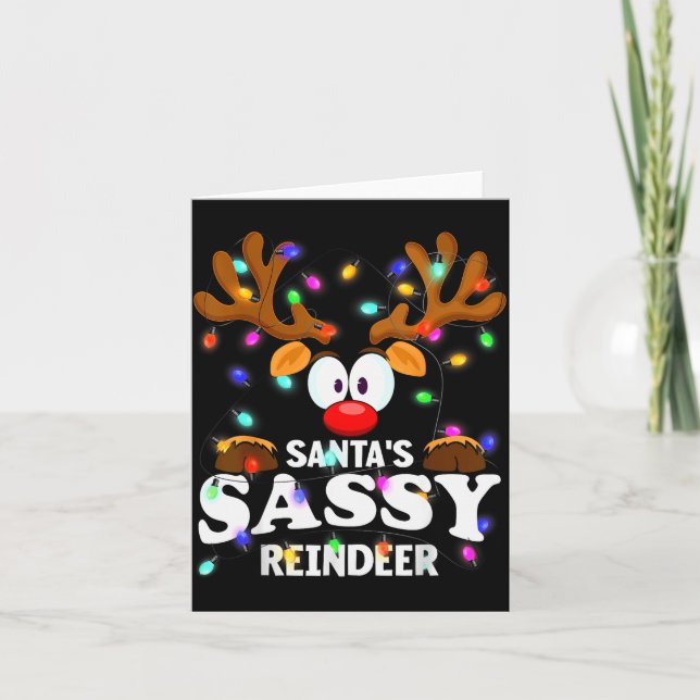Christmas Men Women Santa's Sy Reindeer  Kort (Framsida)