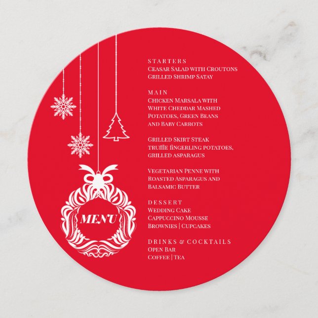 Christmas Menu Red and white  Meny (Framsida)