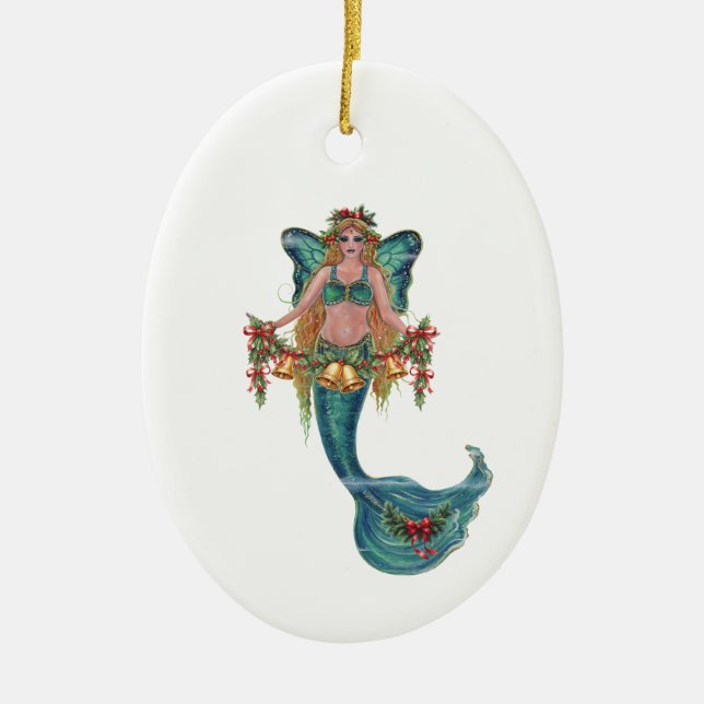 Christmas mermaid  by Renee Lavoie Julgransprydnad Keramik (Framsidan)