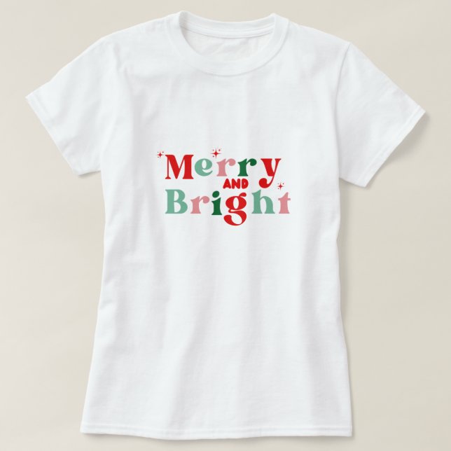 christmas merry and bright pink red modern T-shirt (Design framsida)