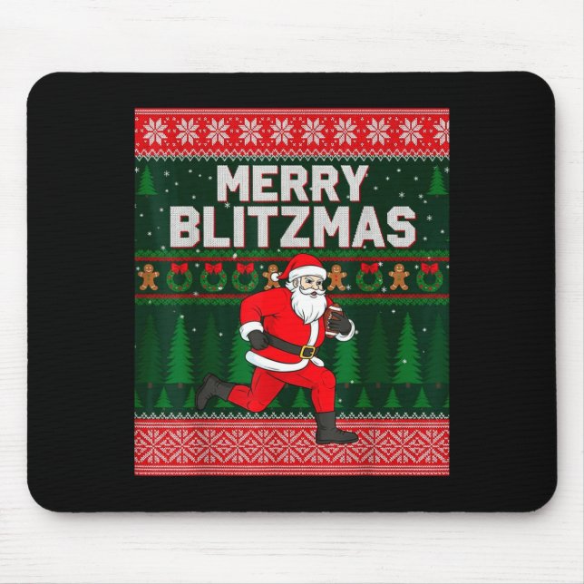 Christmas Merry Blitzmas Santa Football Ugly Sweat Musmatta (Framsidan)