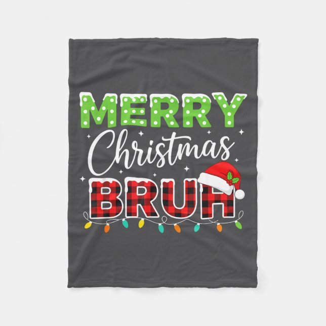 Christmas Merry Christmas Bruh Buffalo Plaid Santa Fleecefilt (Framsidan)