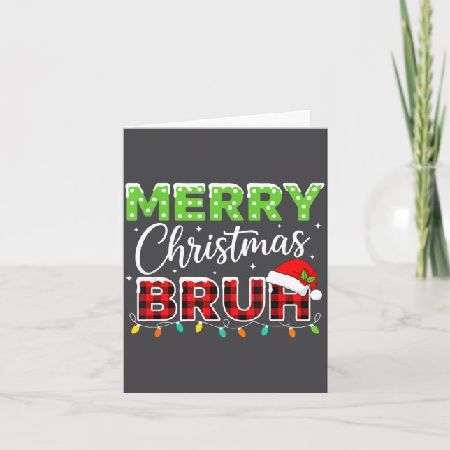 Christmas Merry Christmas Bruh Buffalo Plaid Santa Kort (Framsida)