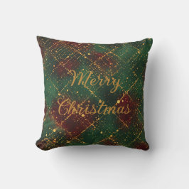 Christmas, Merry Christmas, Gold Red Green Pattern Kudde