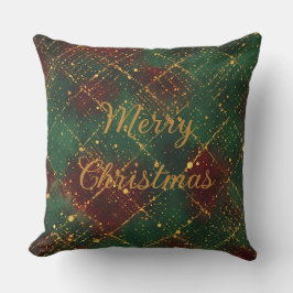Christmas, Merry Christmas, Gold Red Green Pattern Kudde