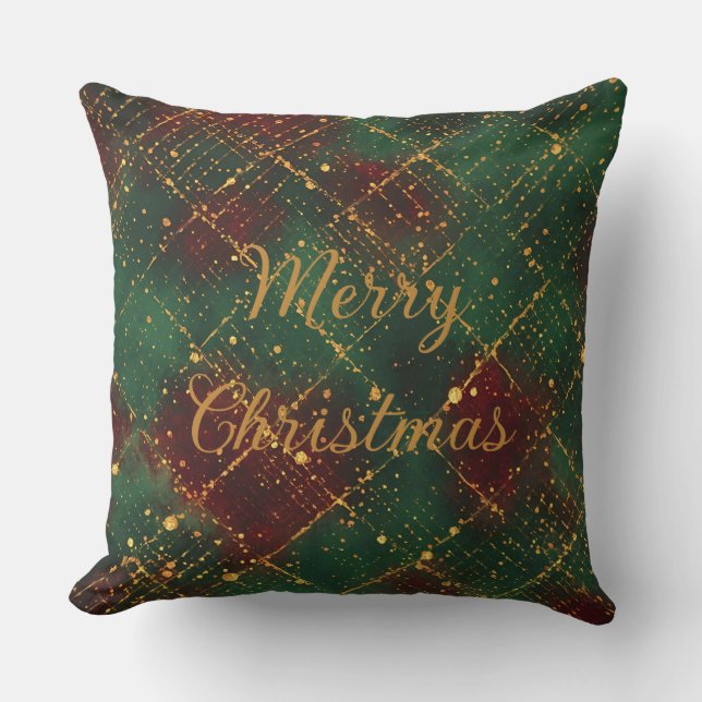 Christmas, Merry Christmas, Gold Red Green Pattern Kudde (Framsida)