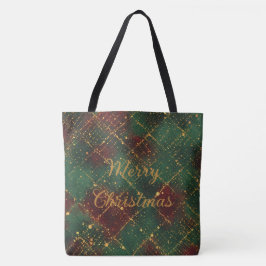 Christmas, Merry Christmas, Gold Red Green Pattern Tygkasse