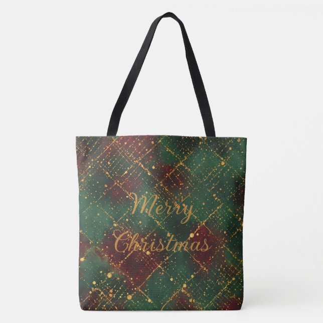 Christmas, Merry Christmas, Gold Red Green Pattern Tygkasse (Framsida)