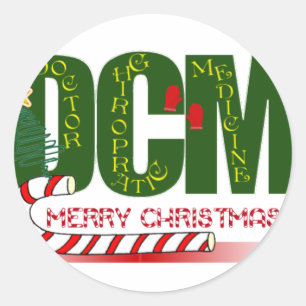 CHRISTMAS MERRY DCM - DOKTOR CHIROPRAKTISK LÄKEMED RUNT KLISTERMÄRKE