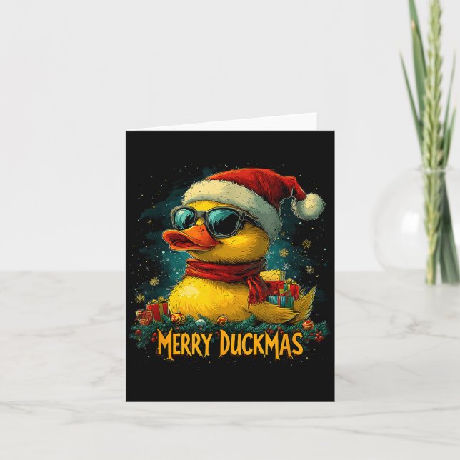 Christmas Merry Duckmas Funny Quackmas Pajama Duck Kort (Framsida)