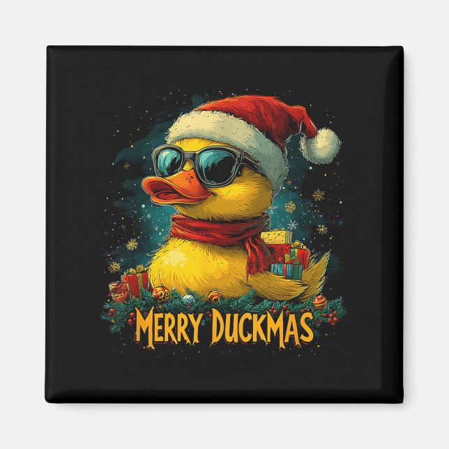 Christmas Merry Duckmas Funny Quackmas Pajama Duck Magnet (Framsidan)