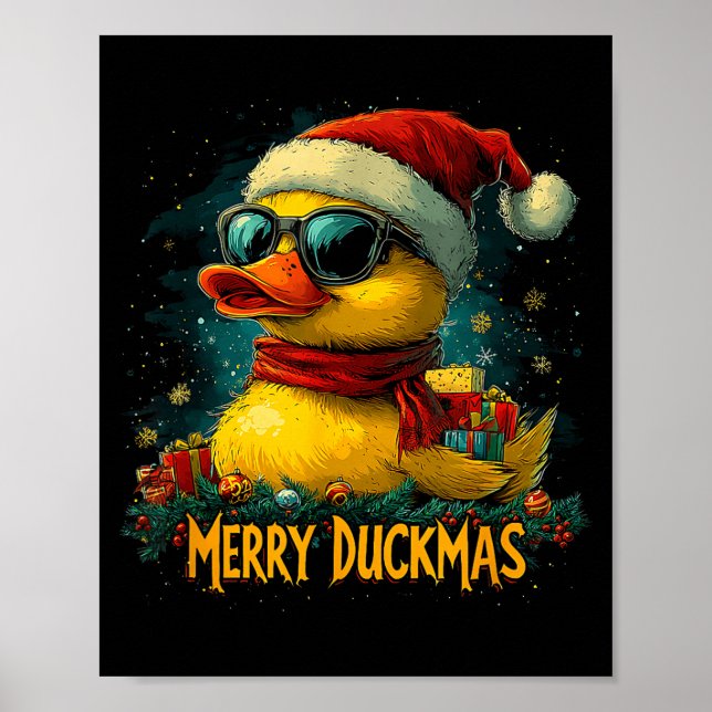 Christmas Merry Duckmas Funny Quackmas Pajama Duck Poster (Framsidan)