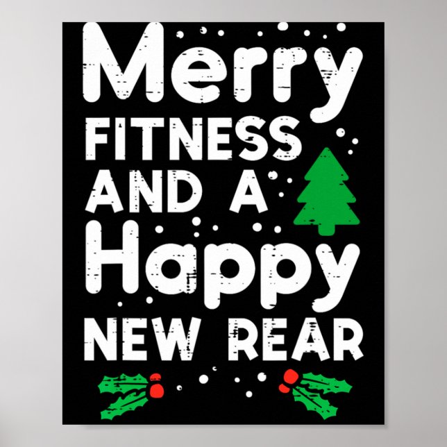 Christmas Merry Fitness Happy New Rear Xmas Workou Poster (Framsidan)