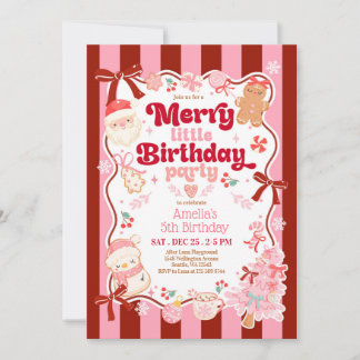 Christmas Merry Little Birthday Invitation Inbjudningar