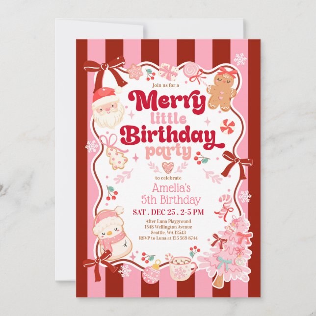 Christmas Merry Little Birthday Invitation Inbjudningar (Framsida)