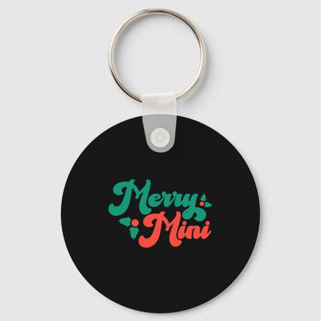 Christmas Merry Mini Cute Modern Tygraphy Script B Nyckelring (Framsida)