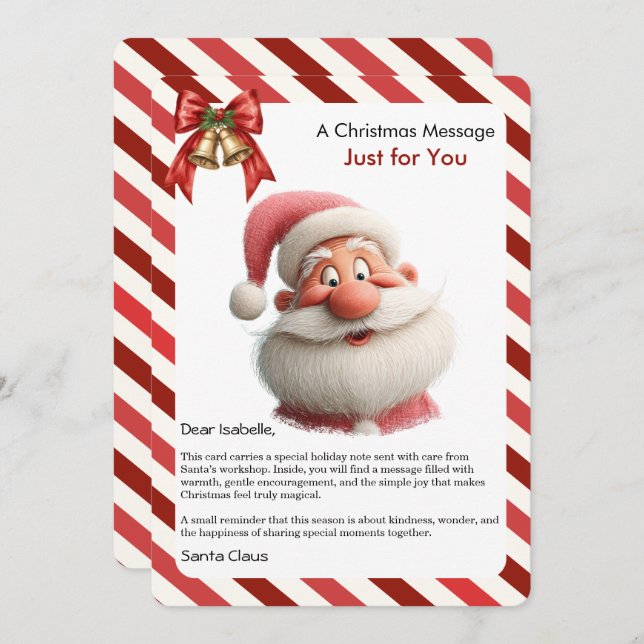 Christmas Message Card from Santa for Children Julkort (Fram/baksida)