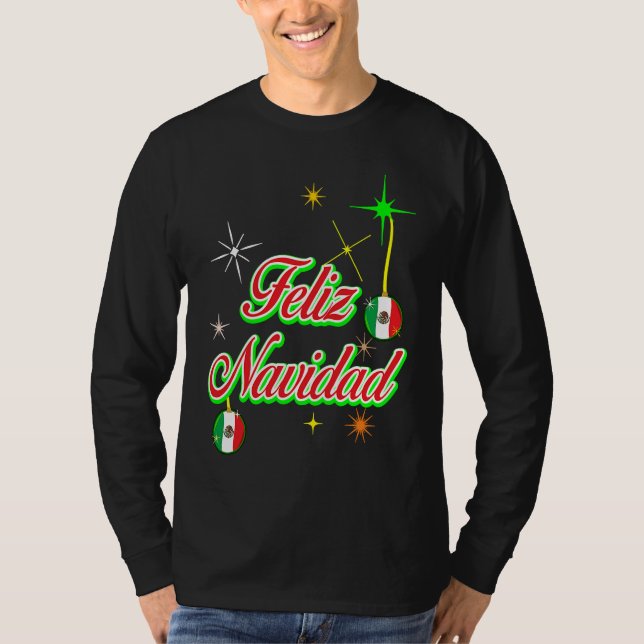 Christmas Mexico Flag  Feliz Navidad Men Women Kid T Shirt (Framsida)