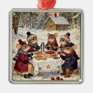 Christmas Mice Family  Julgransprydnad Metall