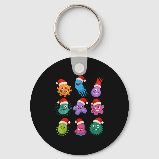Christmas Microbiology Bacteria Santa Science Xmas Nyckelring (Framsida)