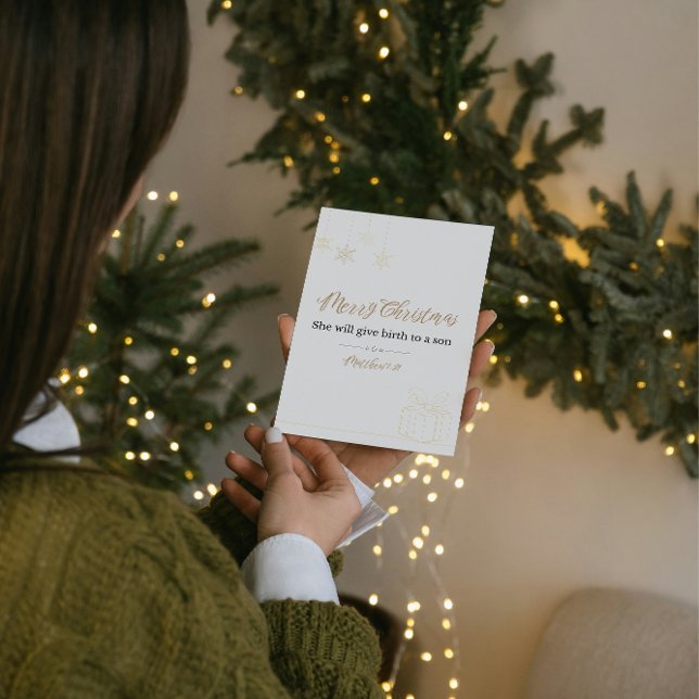 Christmas Mini Card – Gold Line Art (Matt. 1:21) Julkort (Skapare uppladdad)