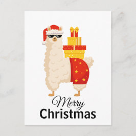 Christmas Minimalist Funny Disco Santa Llama Vykort