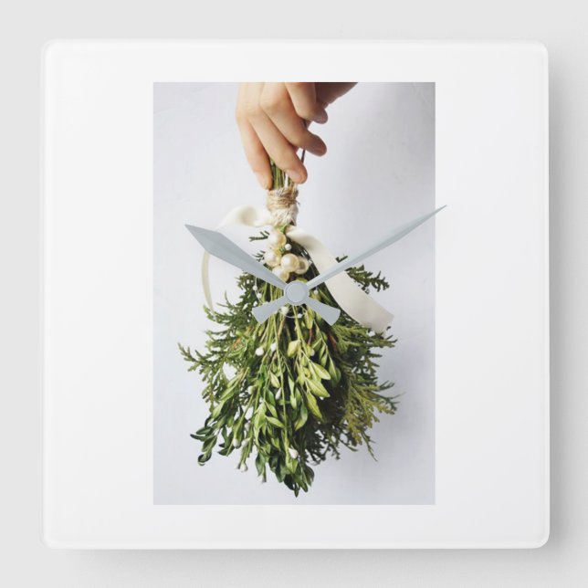 ’CHRISTMAS MISTLETOE’ CHRISTMAS CLOCK FYRKANTIG KLOCKA (Framsida)