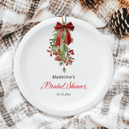 Christmas Mistletoe Red Bow Bridal Shower
