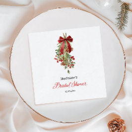 Christmas Mistletoe Red Bow Bridal Shower Pappersservett